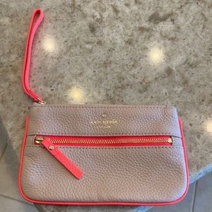Hot pink and tan Kate spade wristlet